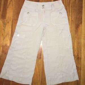 White House Black Market stone 100% Silk Capris 4